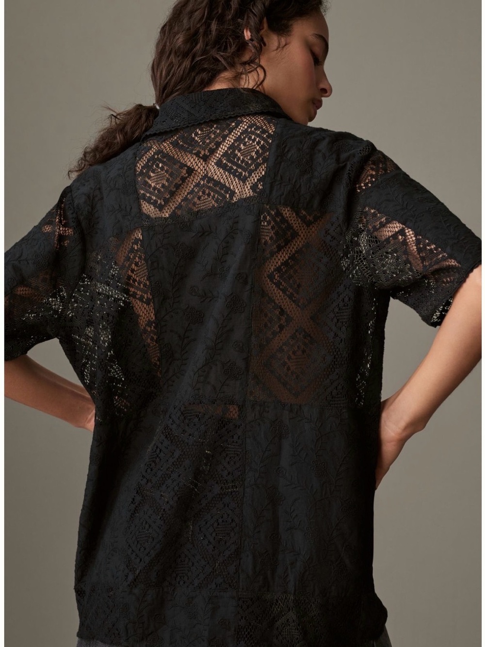 FARM Rio Black Sheer Floral Lace Top - Picture 5 of 11